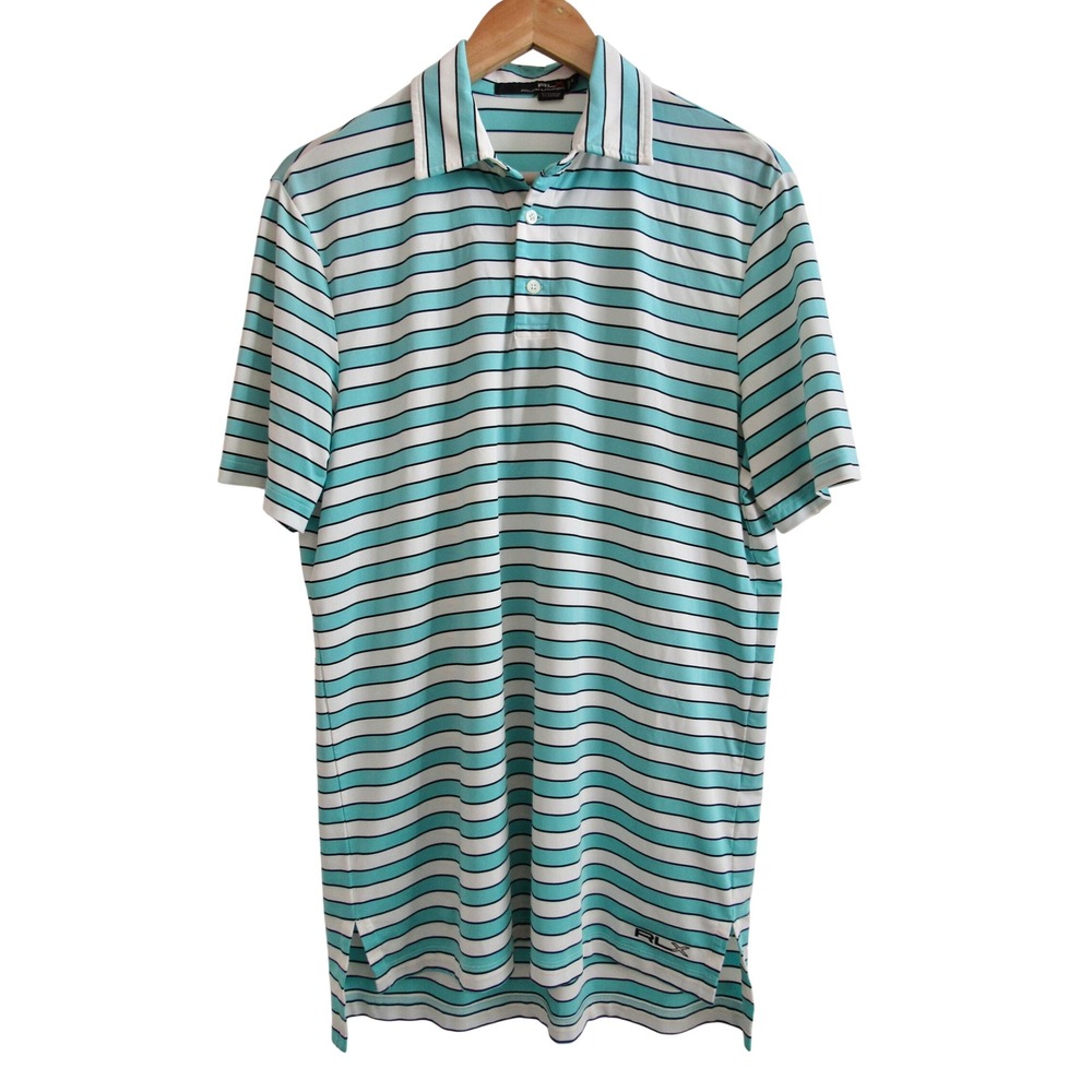 RLX Ralph Lauren Mens Small Striped Performance Golf Polo Shirt